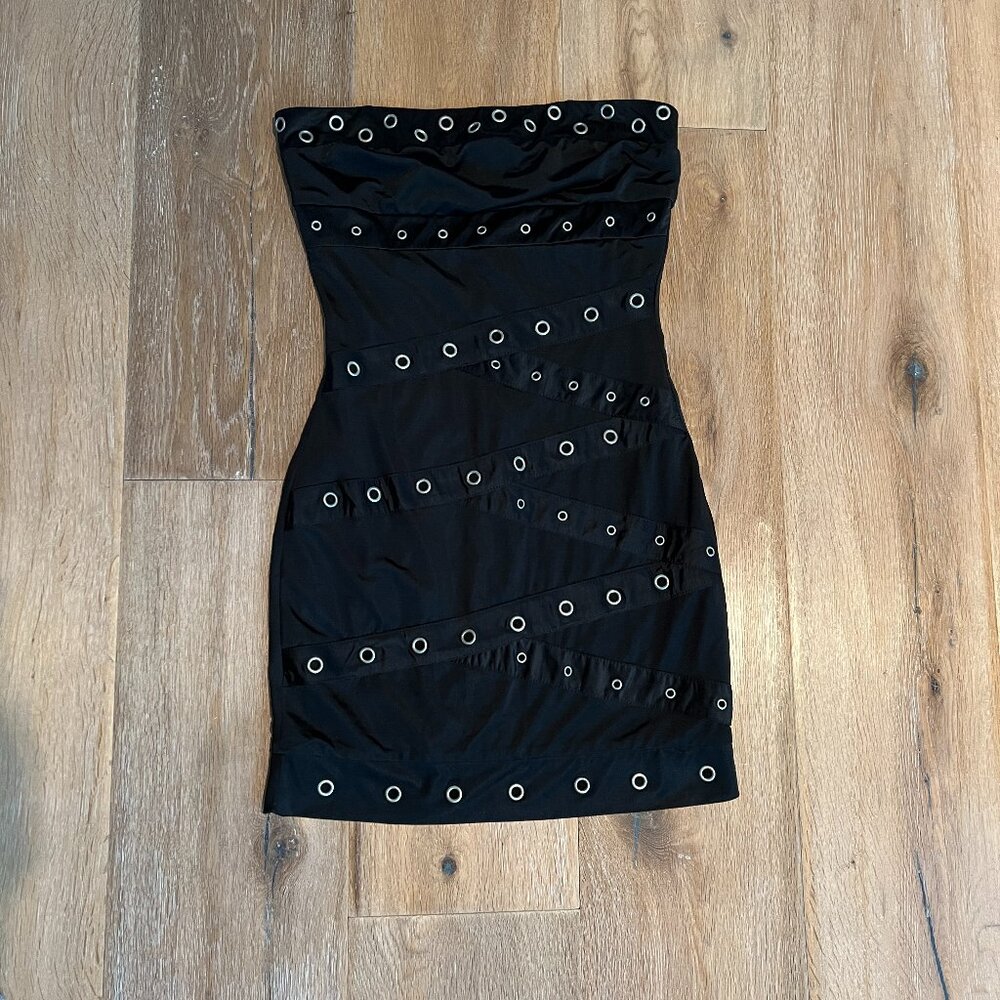 Grommet Strapless Bodycon Dress Special Edition Little Black Dress NWT